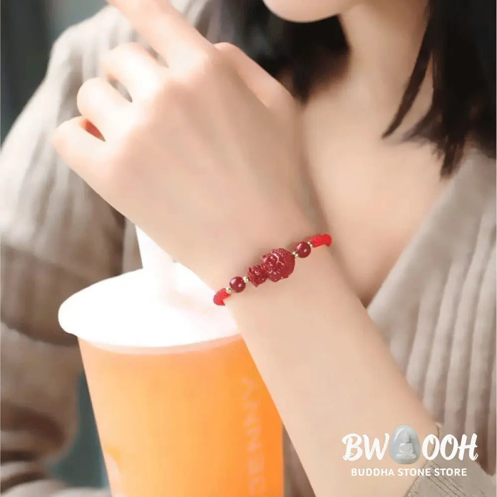 BWOOOH Chinese Zodiac Natal Buddha Cinnabar Amulet Blessing String Bracelet | spiritual healing bracelet