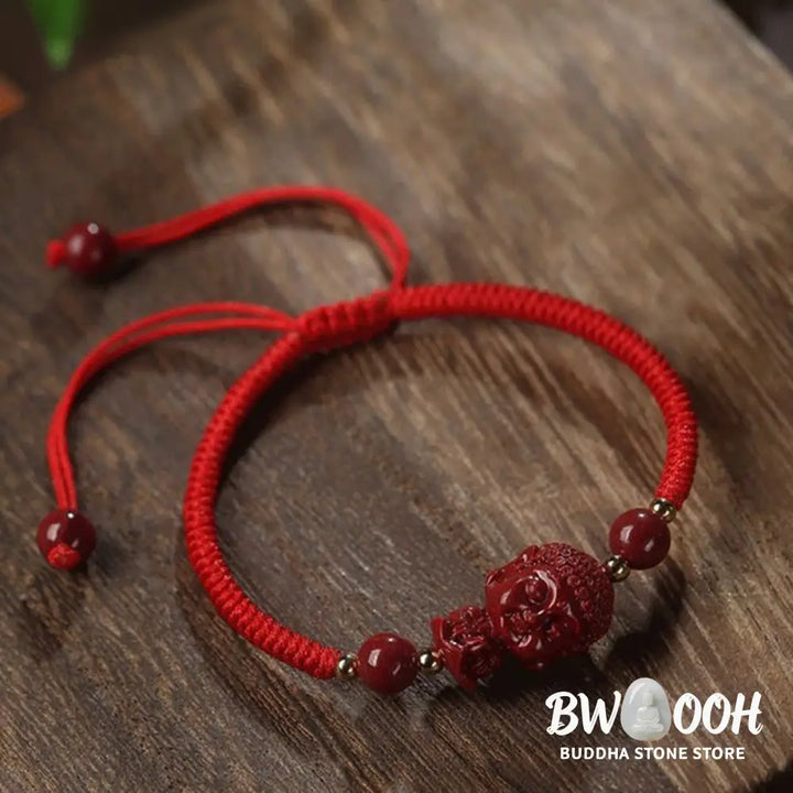 BWOOOH Chinese Zodiac Natal Buddha Cinnabar Amulet Blessing String Bracelet | spiritual healing bracelet
