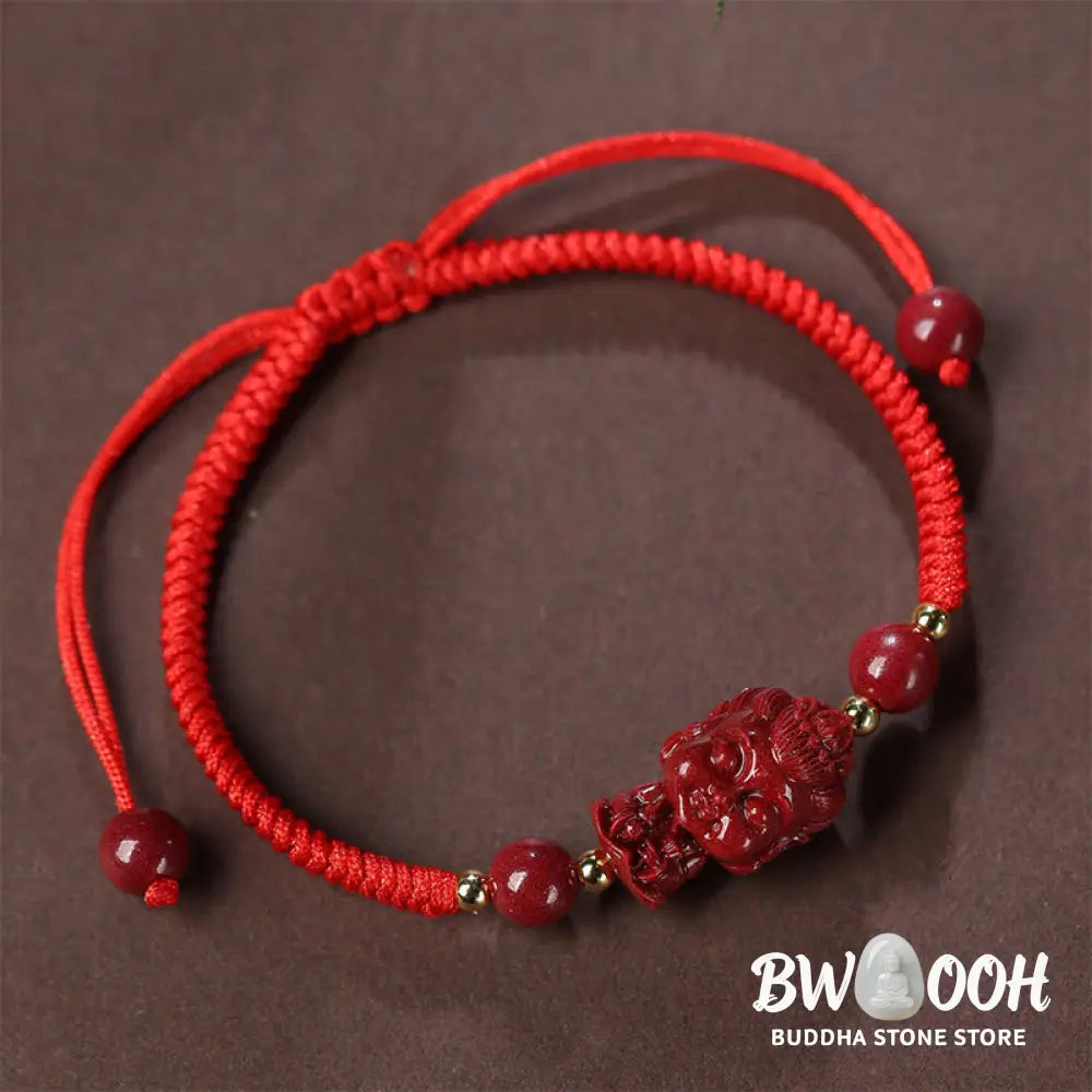 BWOOOH Chinese Zodiac Natal Buddha Cinnabar Amulet Blessing String Bracelet | spiritual healing bracelet