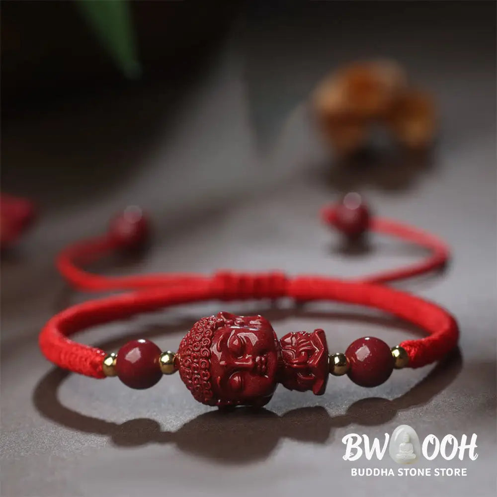 BWOOOH Chinese Zodiac Natal Buddha Cinnabar Amulet Blessing String Bracelet | spiritual healing bracelet