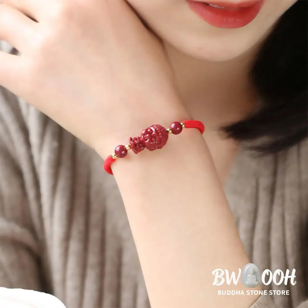 BWOOOH Chinese Zodiac Natal Buddha Cinnabar Amulet Blessing String Bracelet | spiritual healing bracelet