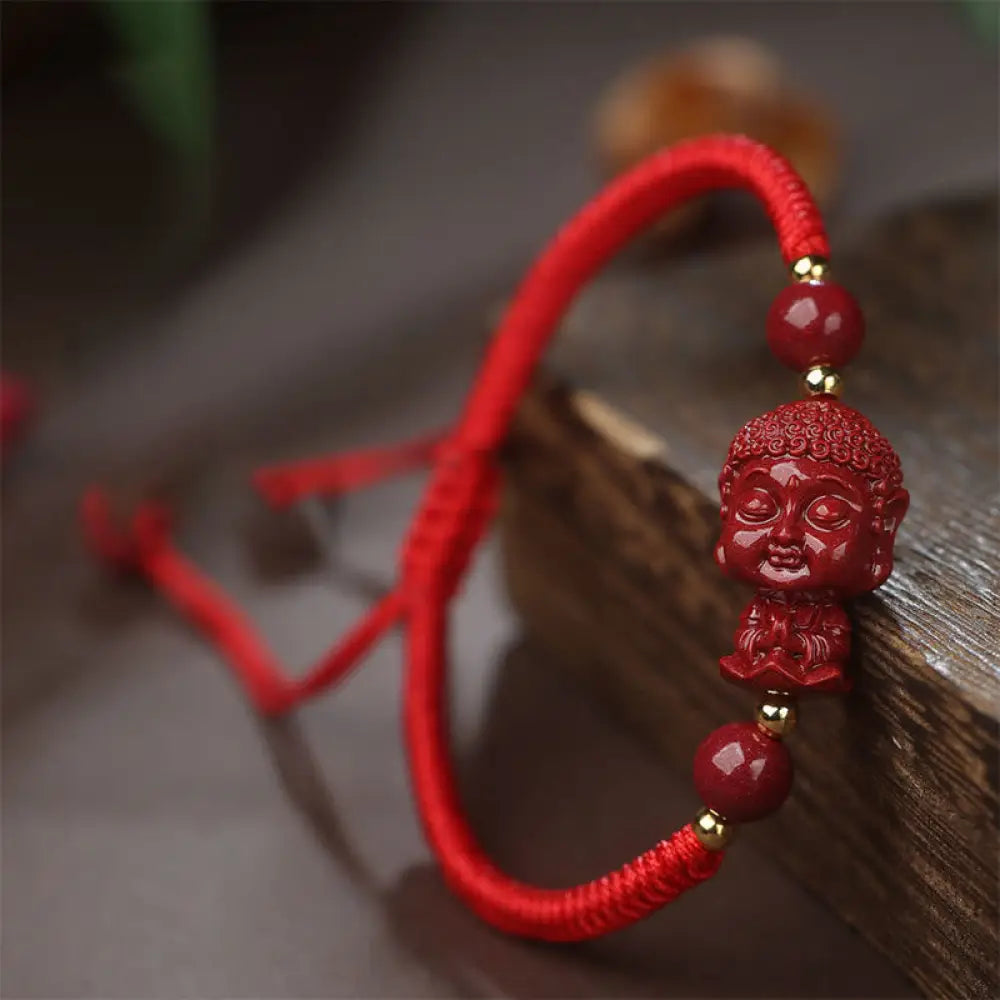 BWOOOH Chinese Zodiac Natal Buddha Cinnabar Amulet Blessing String Bracelet | spiritual healing bracelet