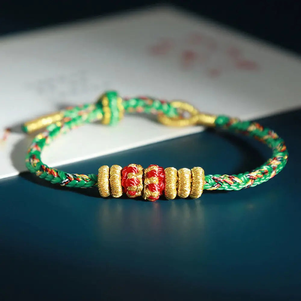 Buddha Stones Chinese Zodiac Natal Buddha Colorful Strings Luck Bracelet - BWOOOH - Dog Pig-Amitabha Buddha(Wrist