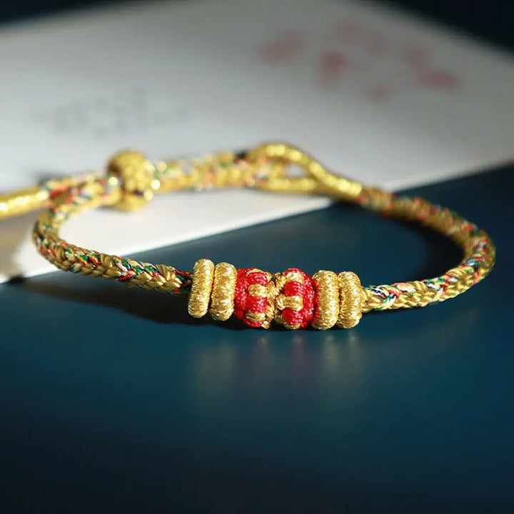 Buddha Stones Chinese Zodiac Natal Buddha Colorful Strings Luck Bracelet - BWOOOH - Goat Monkey-Tathagata(Wrist