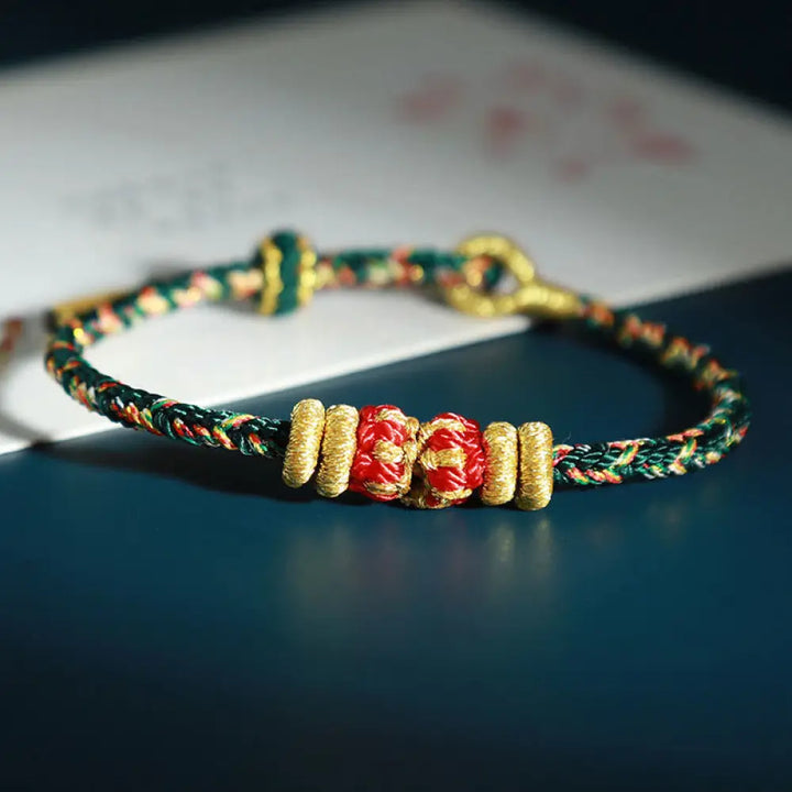 Buddha Stones Chinese Zodiac Natal Buddha Colorful Strings Luck Bracelet - BWOOOH - Rabbit-Manjushri Bodhisattva(Wrist