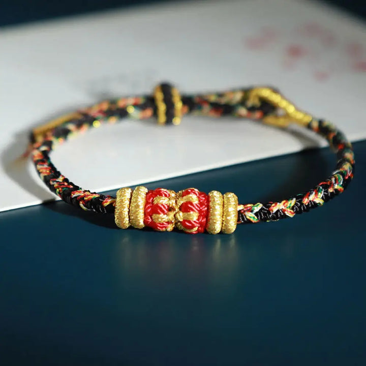 Buddha Stones Chinese Zodiac Natal Buddha Colorful Strings Luck Bracelet - BWOOOH - Rooster-Acalanatha(Wrist