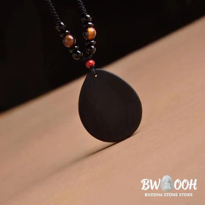 Buddha Stones Chinese Zodiac Natal Buddha Ebony Wood Tiger Eye Black Onyx Calm Necklace Pendants - BWOOOH - Necklaces &amp;
