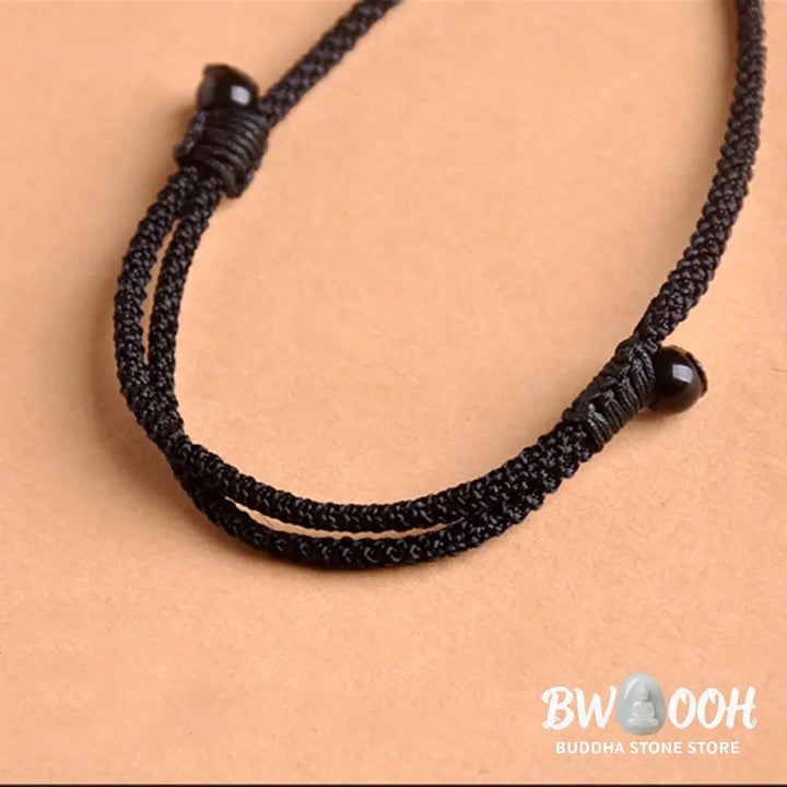 Buddha Stones Chinese Zodiac Natal Buddha Ebony Wood Tiger Eye Black Onyx Calm Necklace Pendants - BWOOOH - Necklaces &amp;