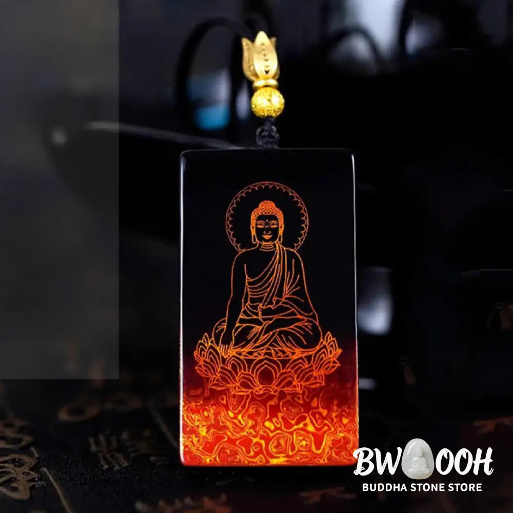 Buddha Stones Chinese Zodiac Natal Buddha Fu Character Lacquer Craft Sandalwood Pendant Necklace - BWOOOH - Necklaces &amp;