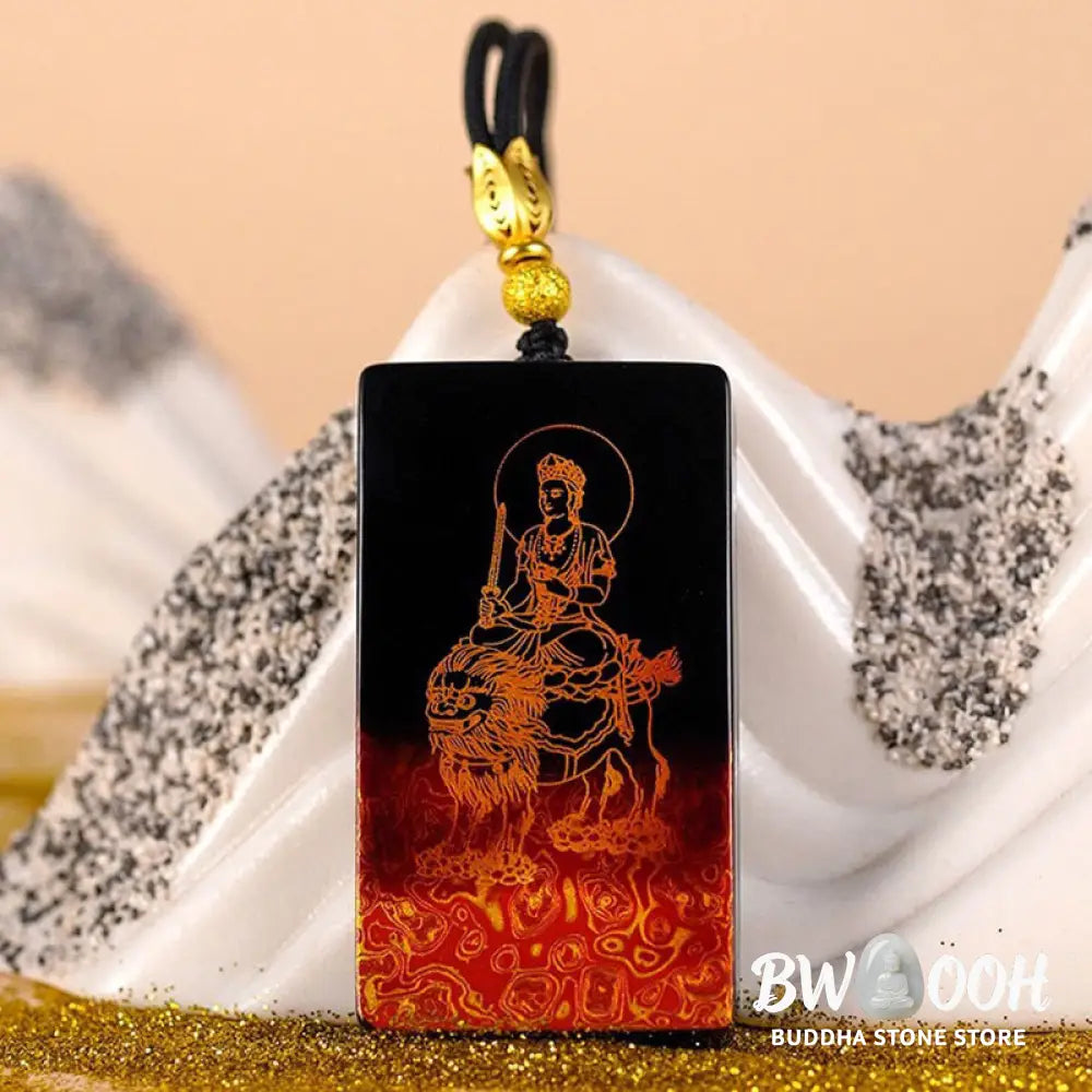 Buddha Stones Chinese Zodiac Natal Buddha Fu Character Lacquer Craft Sandalwood Pendant Necklace - BWOOOH - Necklaces &amp;