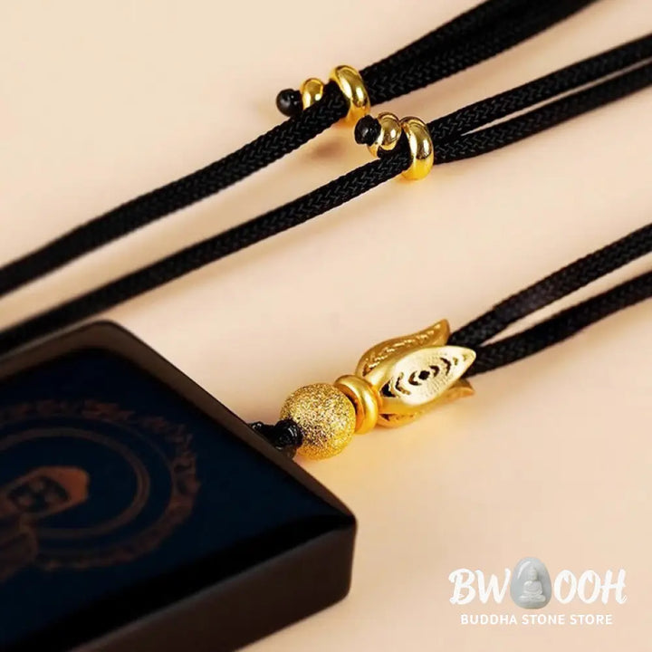 Buddha Stones Chinese Zodiac Natal Buddha Fu Character Lacquer Craft Sandalwood Pendant Necklace - BWOOOH - Necklaces &amp;