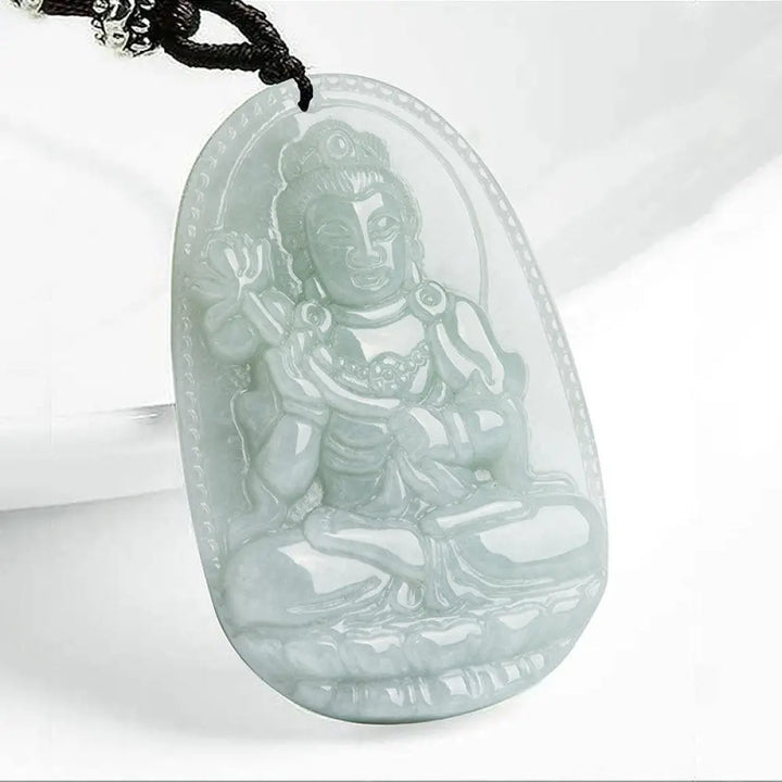 Buddha Stones Chinese Zodiac Natal Buddha Jade Wealth Prosperity Necklace Pendant - BWOOOH - Horse - Necklaces &amp;