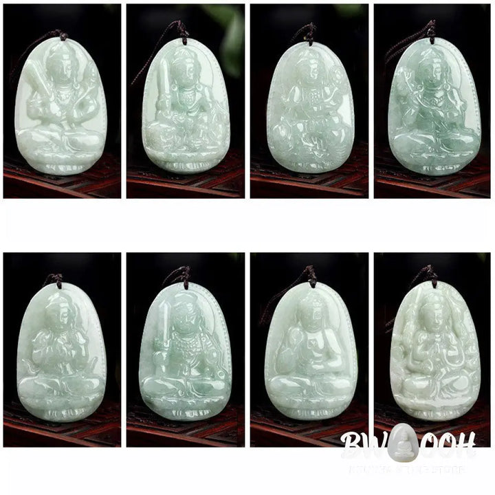 Buddha Stones Chinese Zodiac Natal Buddha Jade Wealth Prosperity Necklace Pendant - BWOOOH - Necklaces &amp; Pendants