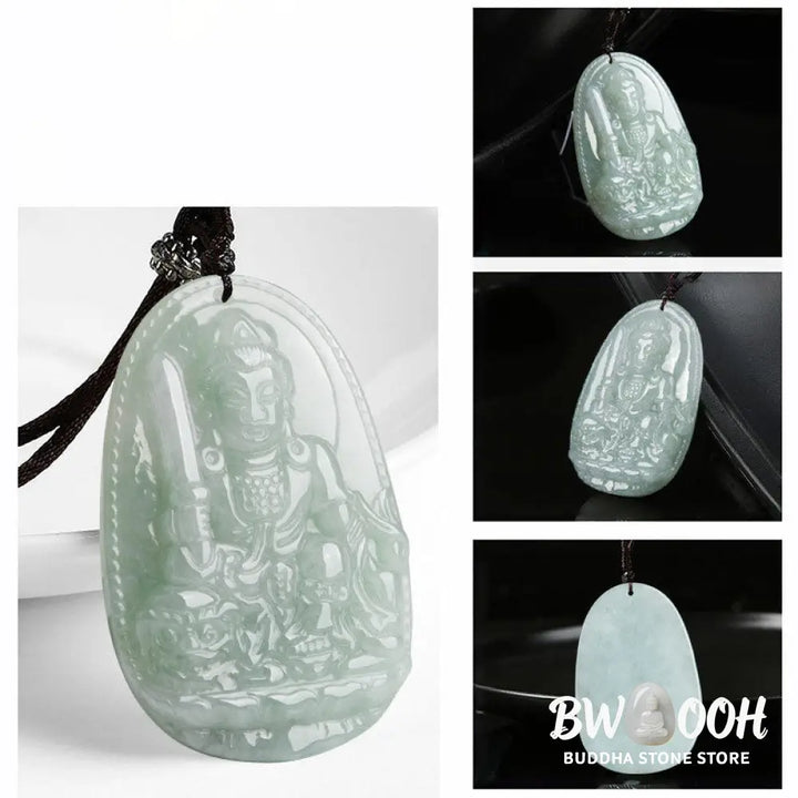 Buddha Stones Chinese Zodiac Natal Buddha Jade Wealth Prosperity Necklace Pendant - BWOOOH - Necklaces &amp; Pendants