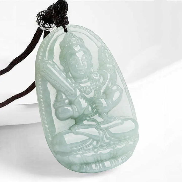 Buddha Stones Chinese Zodiac Natal Buddha Jade Wealth Prosperity Necklace Pendant - BWOOOH - Ox/Tiger - Necklaces &amp;