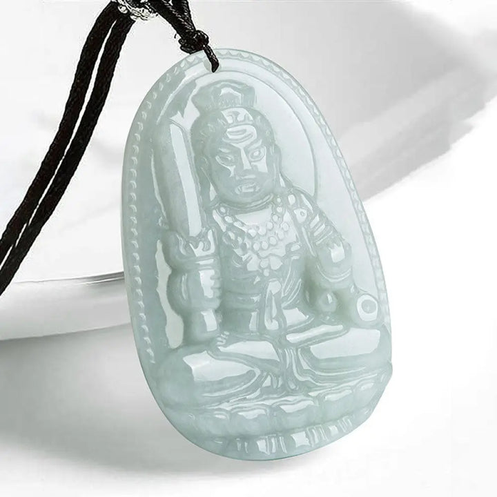 Buddha Stones Chinese Zodiac Natal Buddha Jade Wealth Prosperity Necklace Pendant - BWOOOH - Rooster - Necklaces &amp;