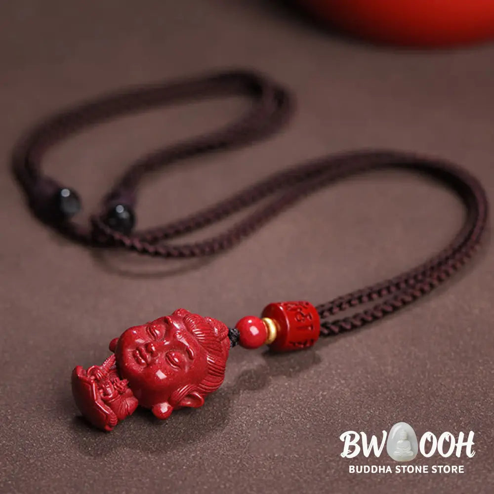 Buddha Stones Chinese Zodiac Natal Buddha Natural Cinnabar Amulet Keep Away Evil Spirits Necklace Pendant - BWOOOH
