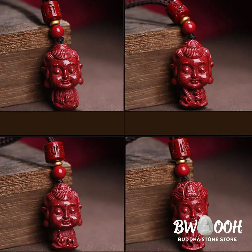 Buddha Stones Chinese Zodiac Natal Buddha Natural Cinnabar Amulet Keep Away Evil Spirits Necklace Pendant - BWOOOH