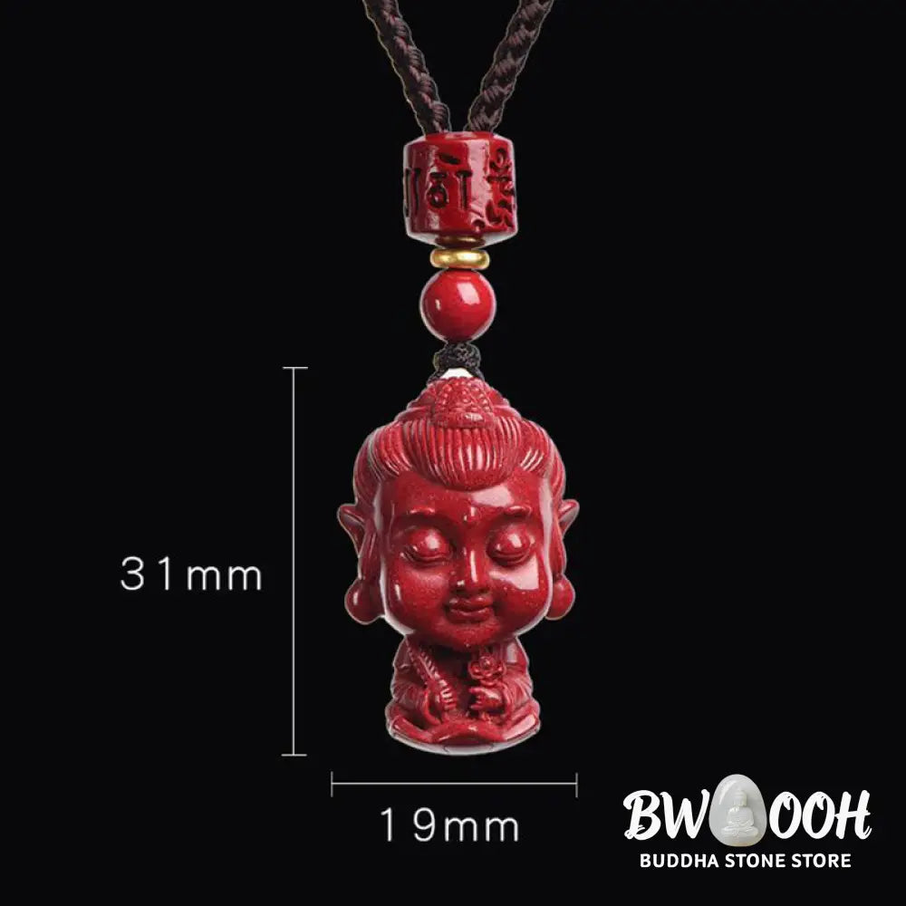 Buddha Stones Chinese Zodiac Natal Buddha Natural Cinnabar Amulet Keep Away Evil Spirits Necklace Pendant - BWOOOH
