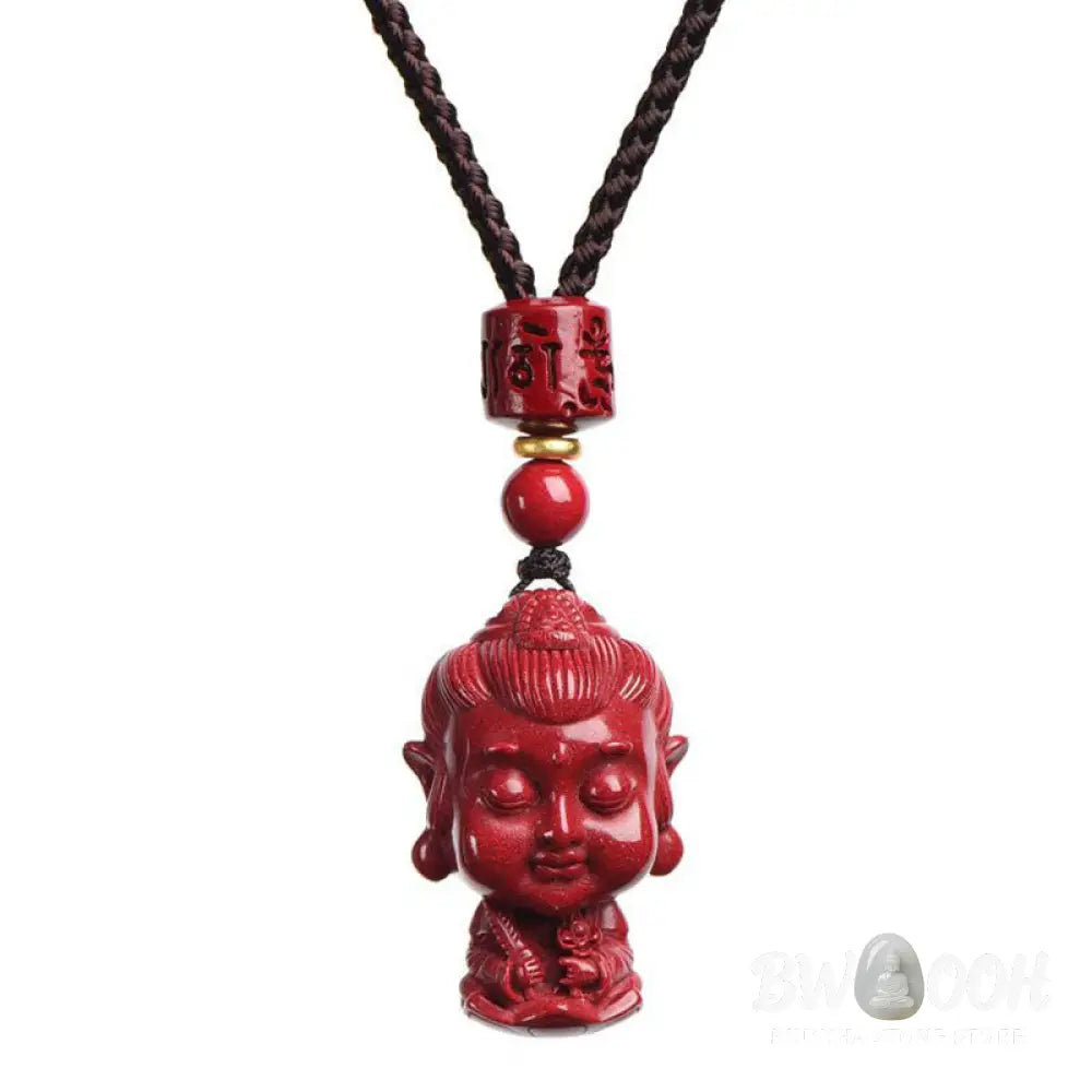 Buddha Stones Chinese Zodiac Natal Buddha Natural Cinnabar Amulet Keep Away Evil Spirits Necklace Pendant - BWOOOH