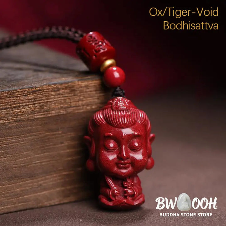 Buddha Stones Chinese Zodiac Natal Buddha Natural Cinnabar Amulet Keep Away Evil Spirits Necklace Pendant - BWOOOH
