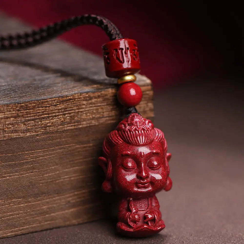 BWOOOH Chinese Zodiac Natal Buddha Natural Cinnabar amulet pendant necklace for personal protection and blessing