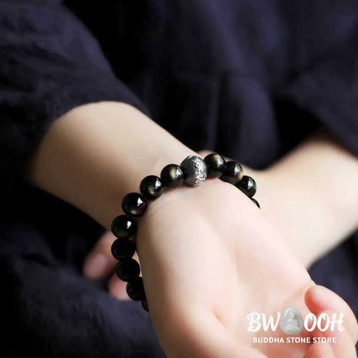 Buddha Stones Chinese Zodiac Natal Buddha Obsidian Purification Bracelet - Bracelet