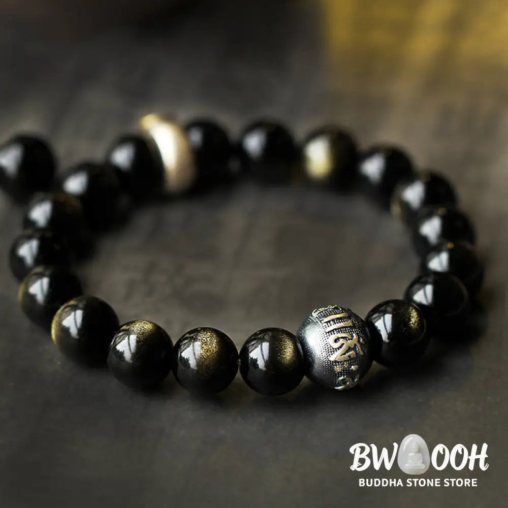 Buddha Stones Chinese Zodiac Natal Buddha Obsidian Purification Bracelet - Bracelet
