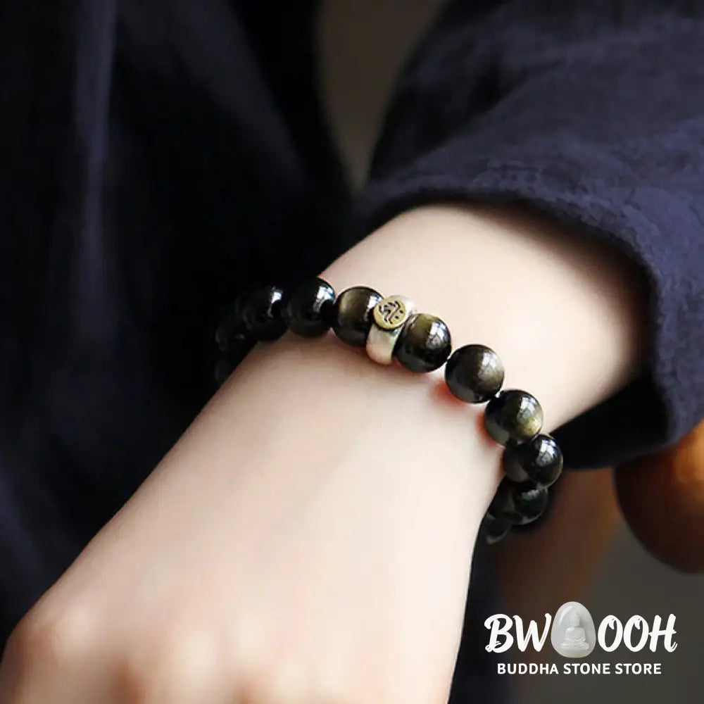 Buddha Stones Chinese Zodiac Natal Buddha Obsidian Purification Bracelet - Bracelet