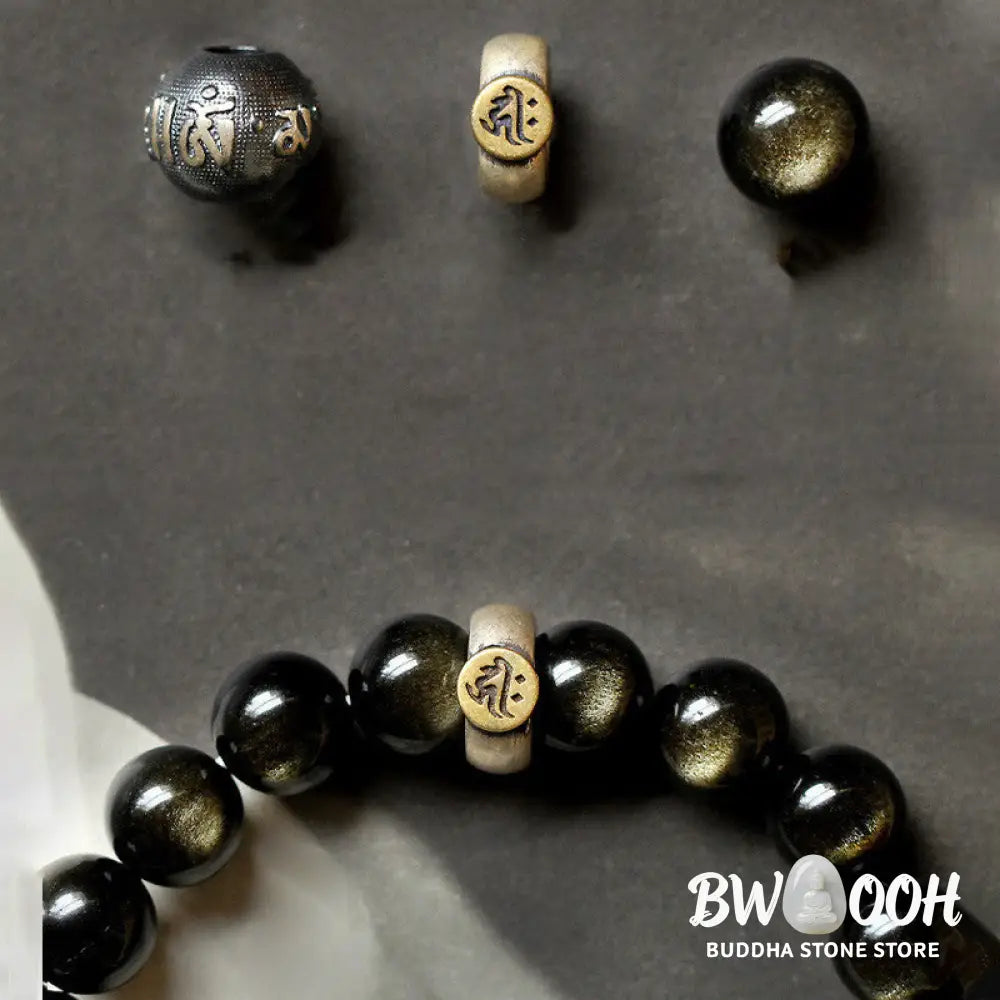 Buddha Stones Chinese Zodiac Natal Buddha Obsidian Purification Bracelet - Bracelet