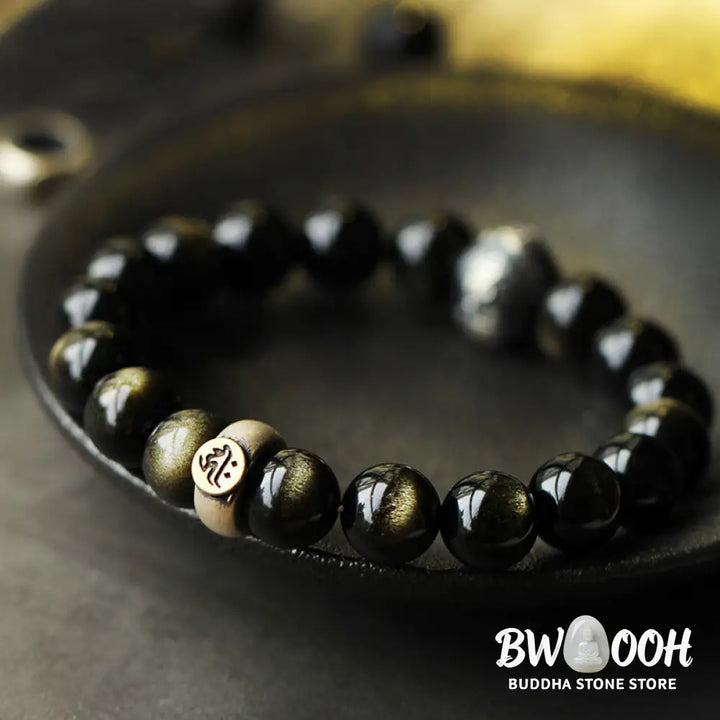 Buddha Stones Chinese Zodiac Natal Buddha Obsidian Purification Bracelet - Bracelet