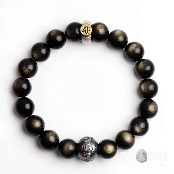 Buddha Stones Chinese Zodiac Natal Buddha Obsidian Purification Bracelet - Bracelet