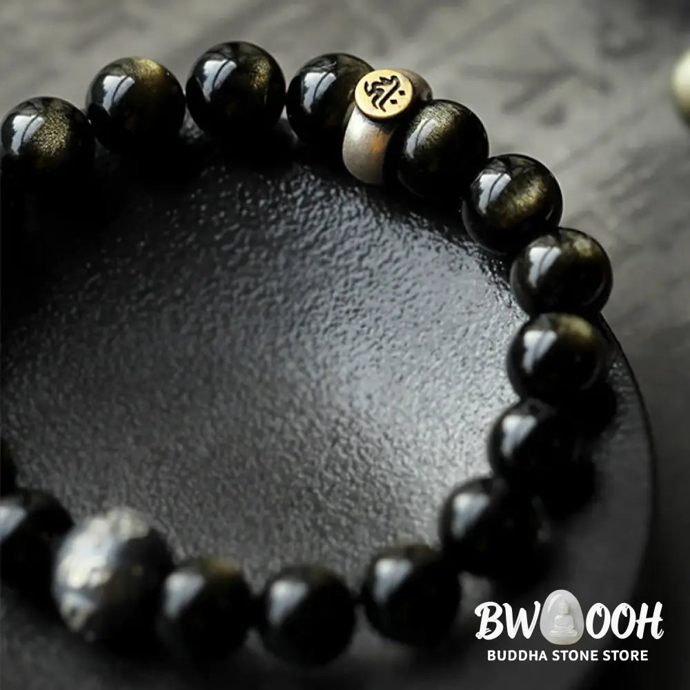Buddha Stones Chinese Zodiac Natal Buddha Obsidian Purification Bracelet - Bracelet