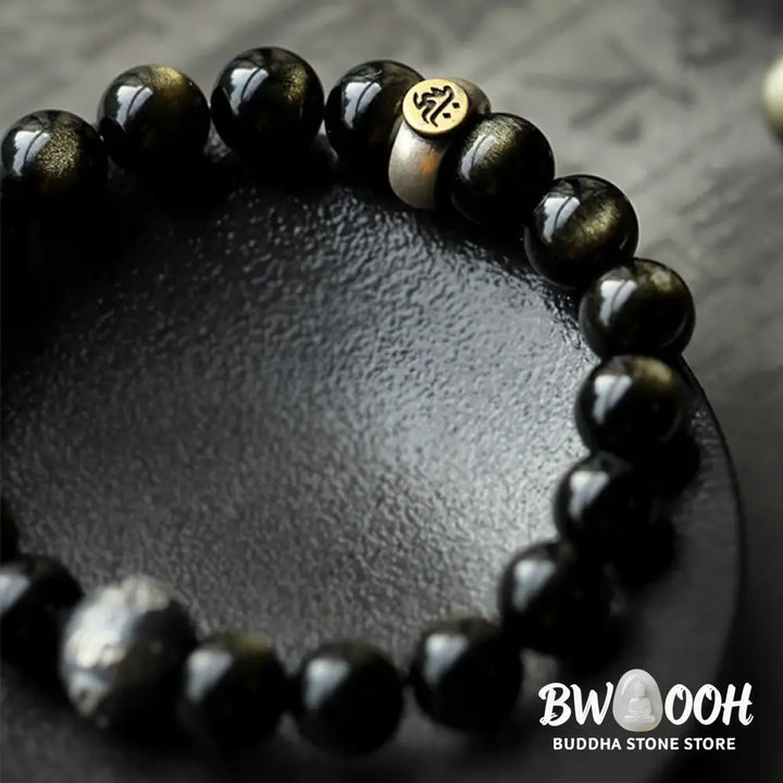 Buddha Stones Chinese Zodiac Natal Buddha Obsidian Purification Bracelet - Bracelet