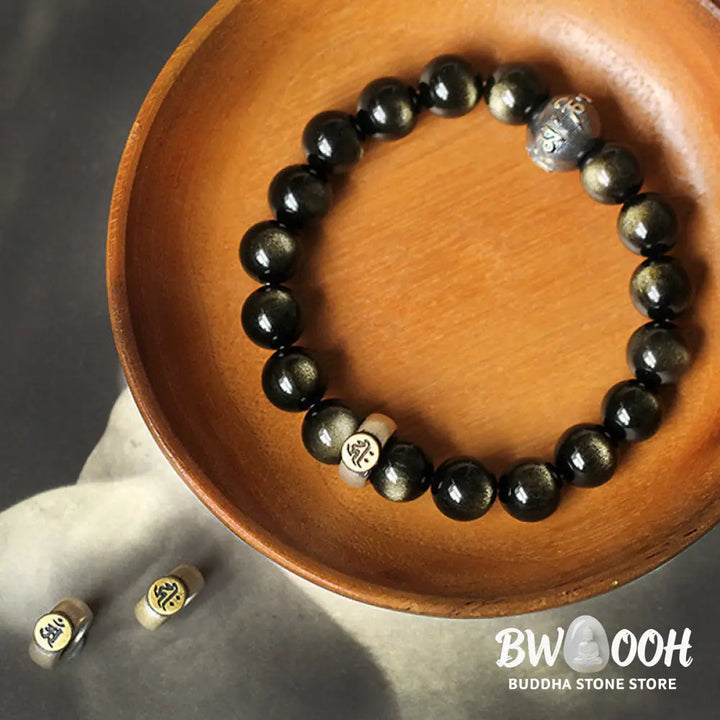 Buddha Stones Chinese Zodiac Natal Buddha Obsidian Purification Bracelet - Bracelet