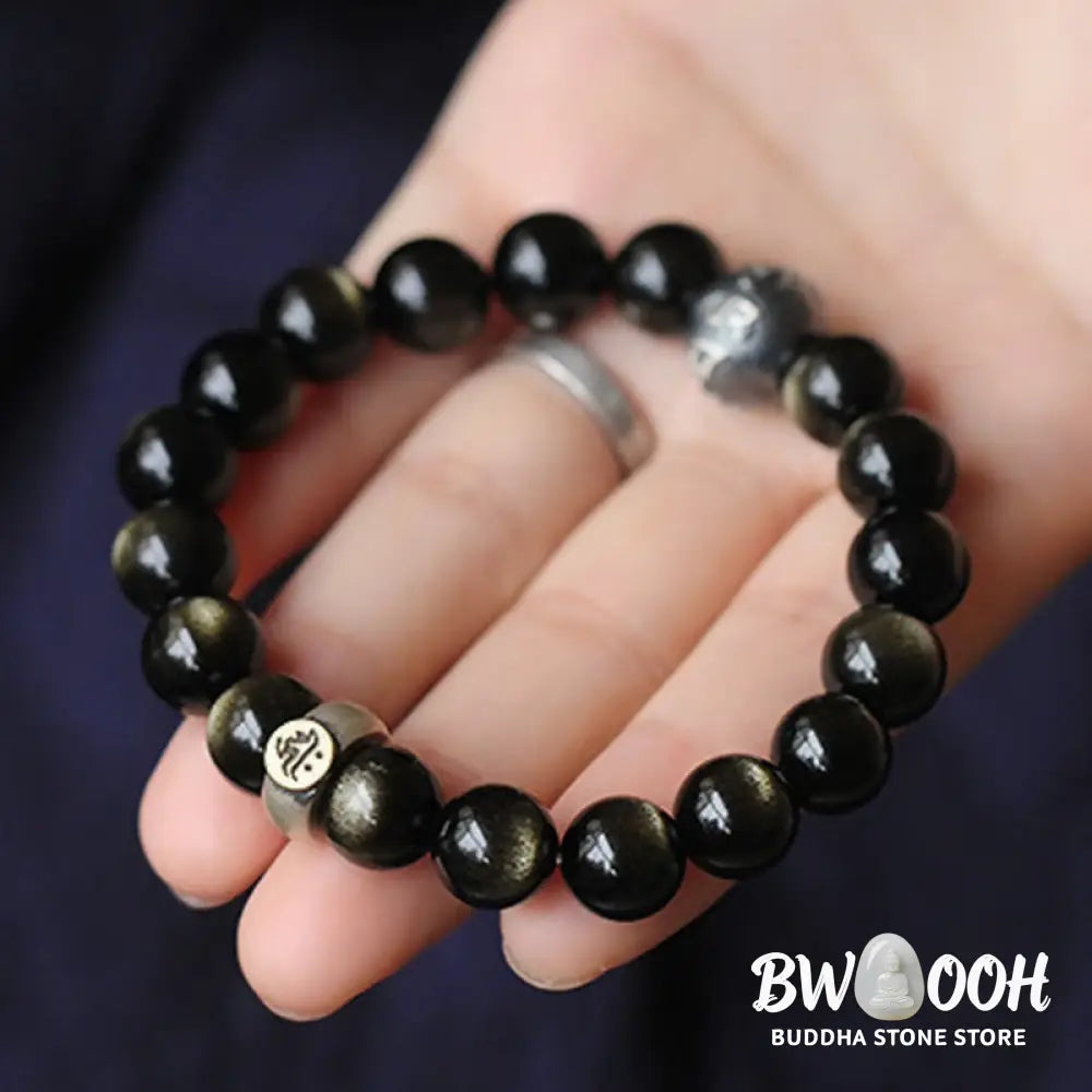 Buddha Stones Chinese Zodiac Natal Buddha Obsidian Purification Bracelet - Bracelet