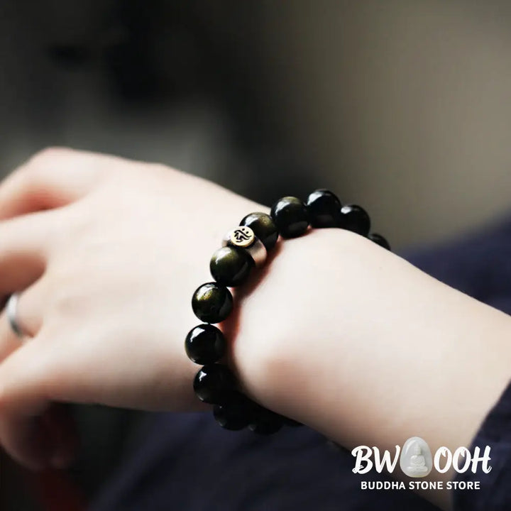 Buddha Stones Chinese Zodiac Natal Buddha Obsidian Purification Bracelet - Bracelet