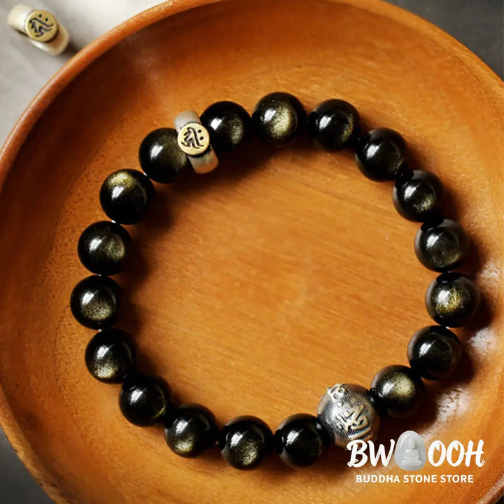 Buddha Stones Chinese Zodiac Natal Buddha Obsidian Purification Bracelet - Bracelet
