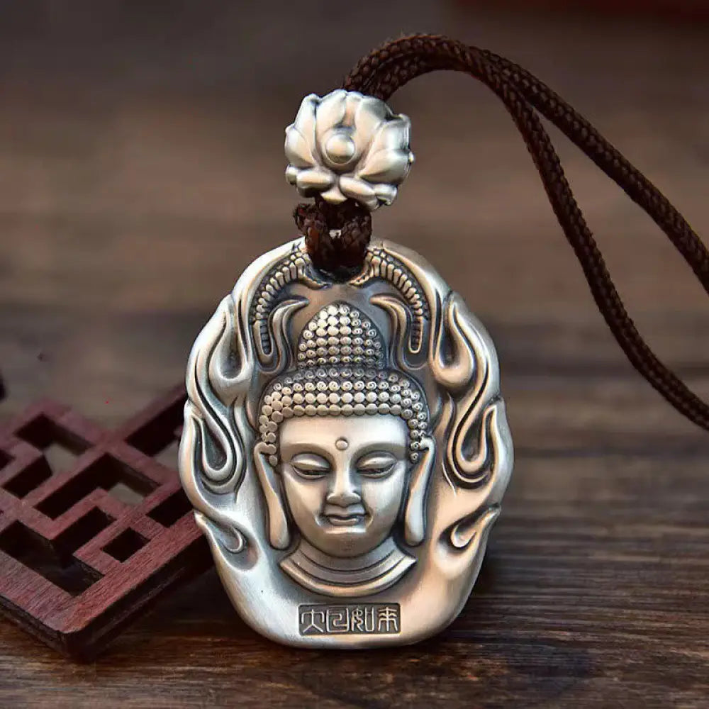 BWOOOH Chinese zodiac Natal Buddha Om Mani Padme Hum lotus compassion necklace pendant