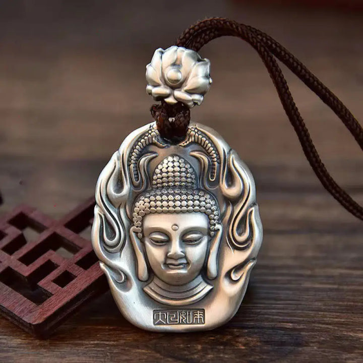 BWOOOH Chinese zodiac Natal Buddha Om Mani Padme Hum lotus compassion necklace pendant