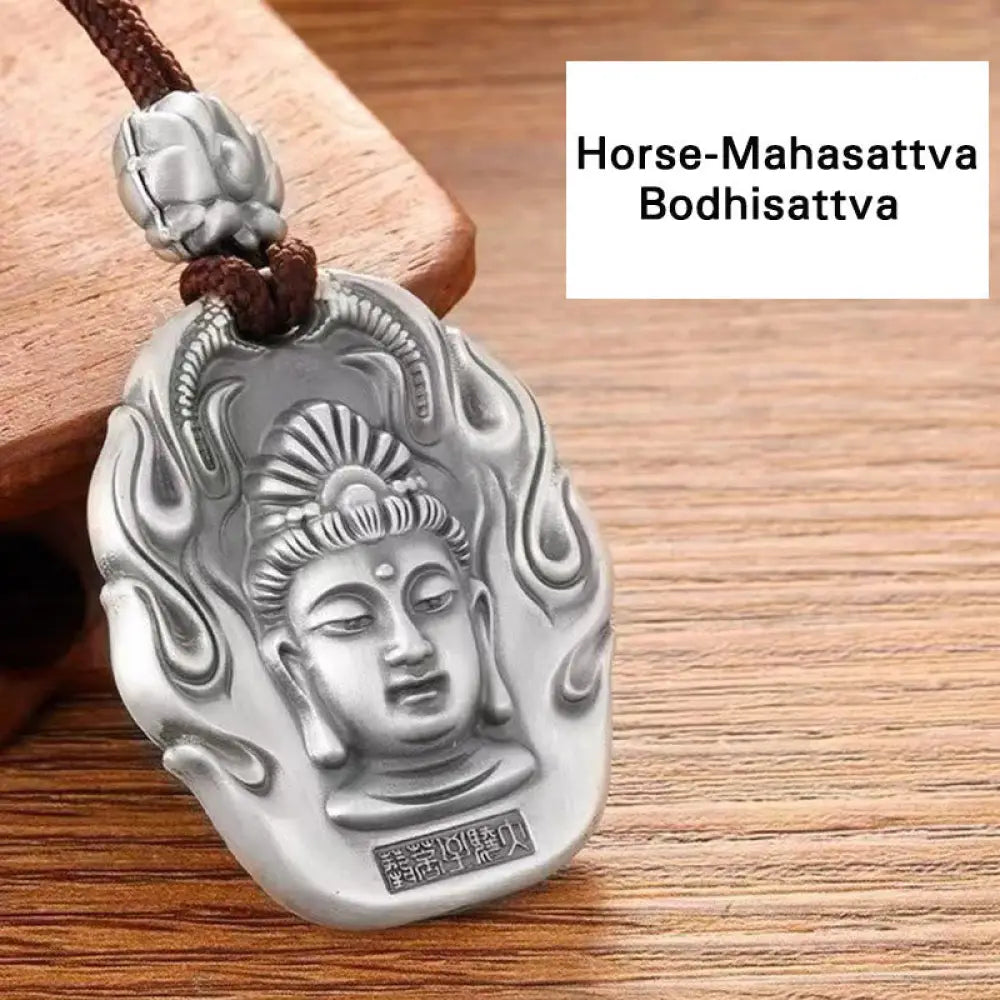 Buddha Stones Chinese Zodiac Natal Buddha Om Mani Padme Hum Lotus Compassion Necklace Pendant - BWOOOH