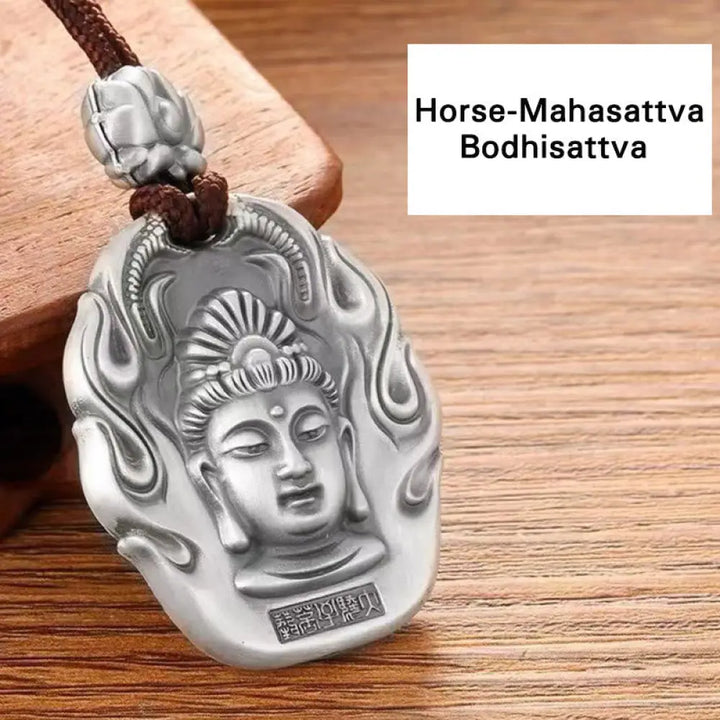 Buddha Stones Chinese Zodiac Natal Buddha Om Mani Padme Hum Lotus Compassion Necklace Pendant - BWOOOH