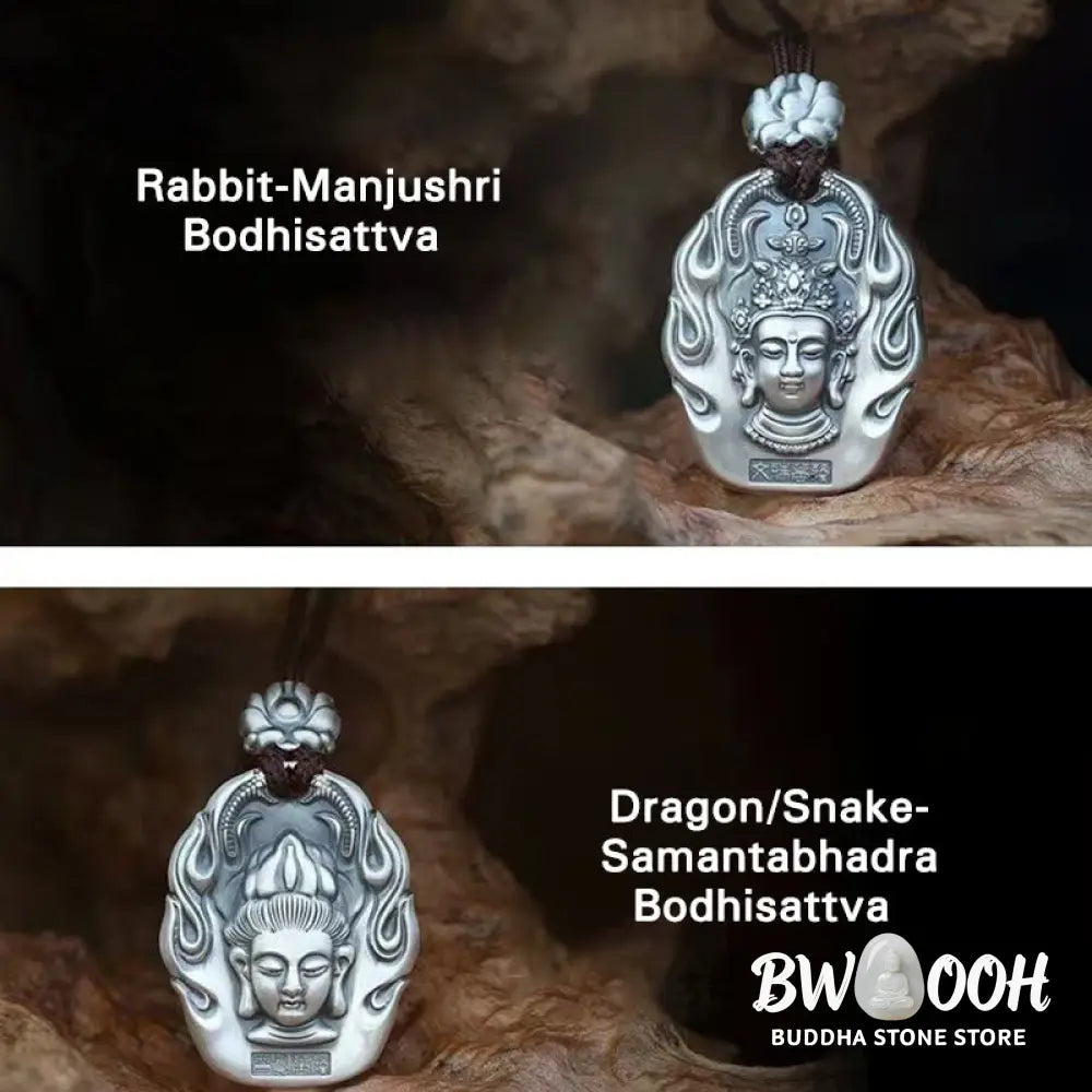 Buddha Stones Chinese Zodiac Natal Buddha Om Mani Padme Hum Lotus Compassion Necklace Pendant - BWOOOH - Necklaces &amp;