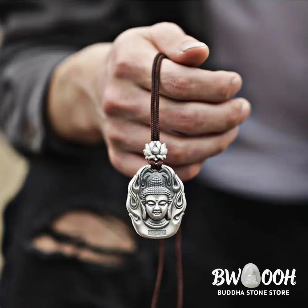 Buddha Stones Chinese Zodiac Natal Buddha Om Mani Padme Hum Lotus Compassion Necklace Pendant - BWOOOH - Necklaces &amp;