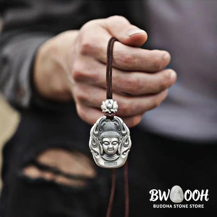 Buddha Stones Chinese Zodiac Natal Buddha Om Mani Padme Hum Lotus Compassion Necklace Pendant - BWOOOH - Necklaces &amp;
