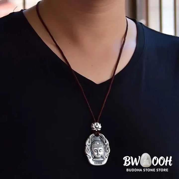 Buddha Stones Chinese Zodiac Natal Buddha Om Mani Padme Hum Lotus Compassion Necklace Pendant - BWOOOH - Necklaces &amp;
