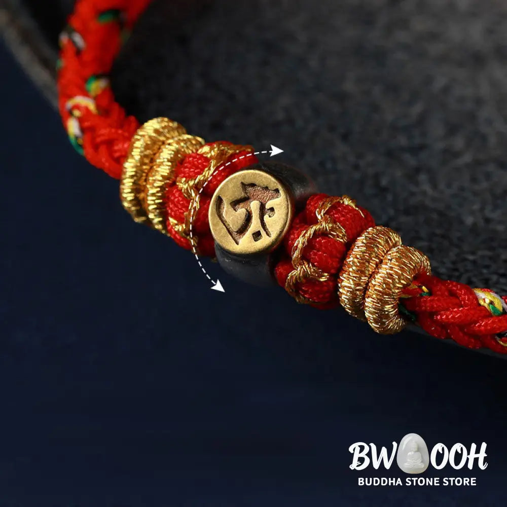Buddha Stones Chinese Zodiac Natal Buddha Silver Luck Braided String Bracelet - Bracelet
