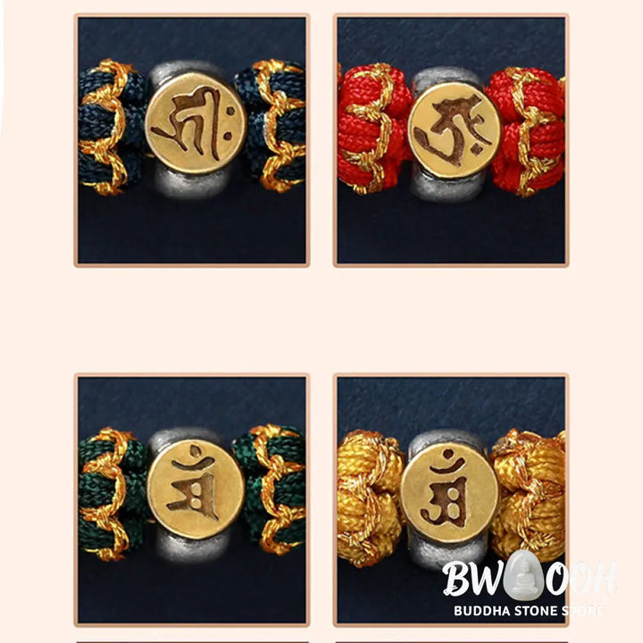 Buddha Stones Chinese Zodiac Natal Buddha Silver Luck Braided String Bracelet - Bracelet