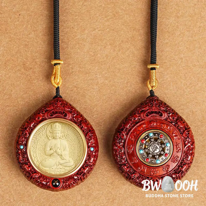 Buddha Stones Chinese Zodiac Natal Buddha Small Leaf Red Sandalwood Ebony Longevity Necklace Pendant - BWOOOH