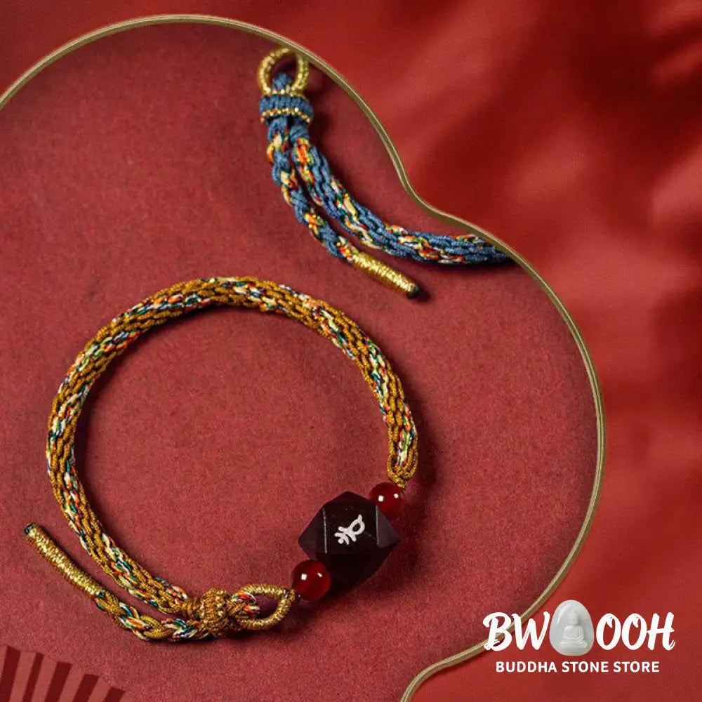 Buddha Stones Chinese Zodiac Natal Buddha Small Leaf Red Sandalwood Red String Protection Bracelet - BWOOOH - Bracelet